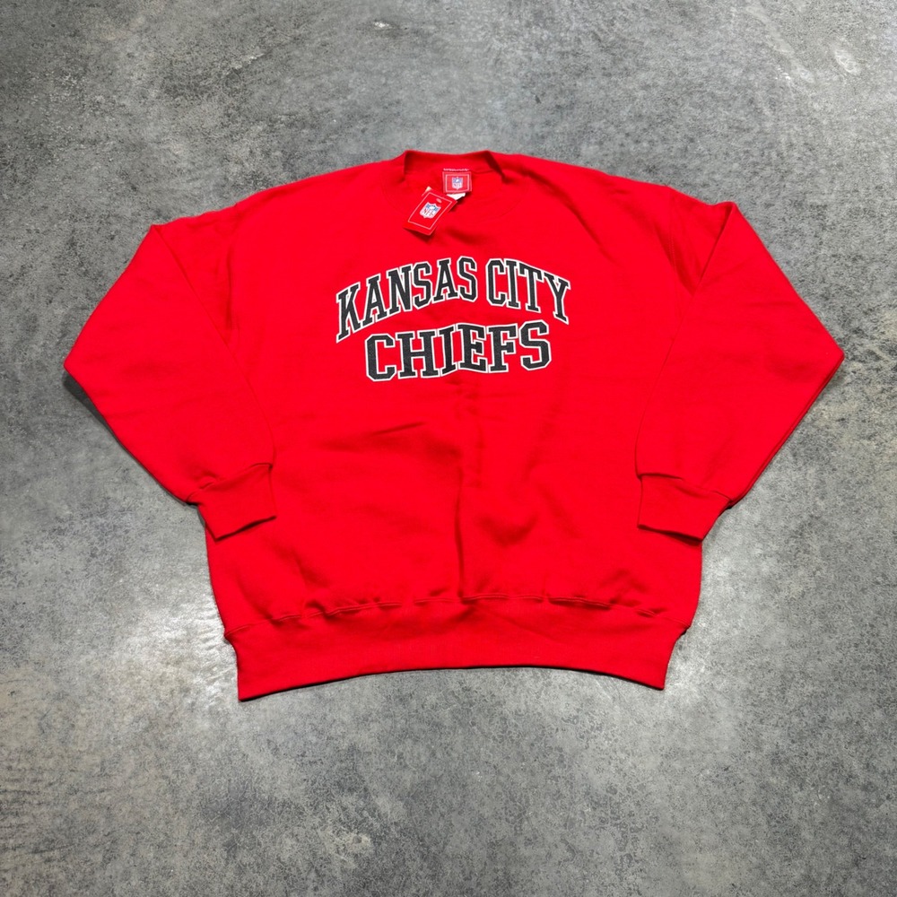NFL Sweatshirt Mens Large Red Kansas City Chiefs Pullover Crewneck NWT